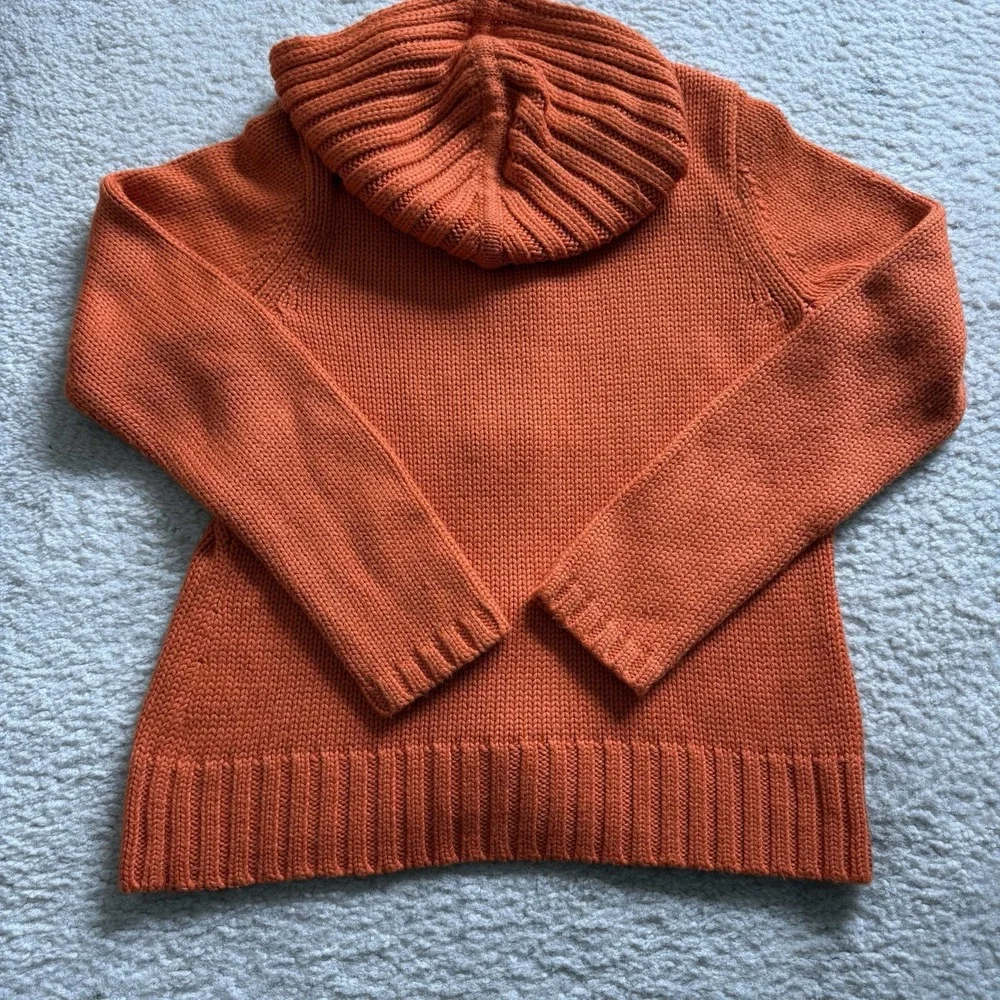 Eddie Bauer Vintage Chunky Wool Blend Knit Hooded Sweater Zip & Toggle 90s Sz M